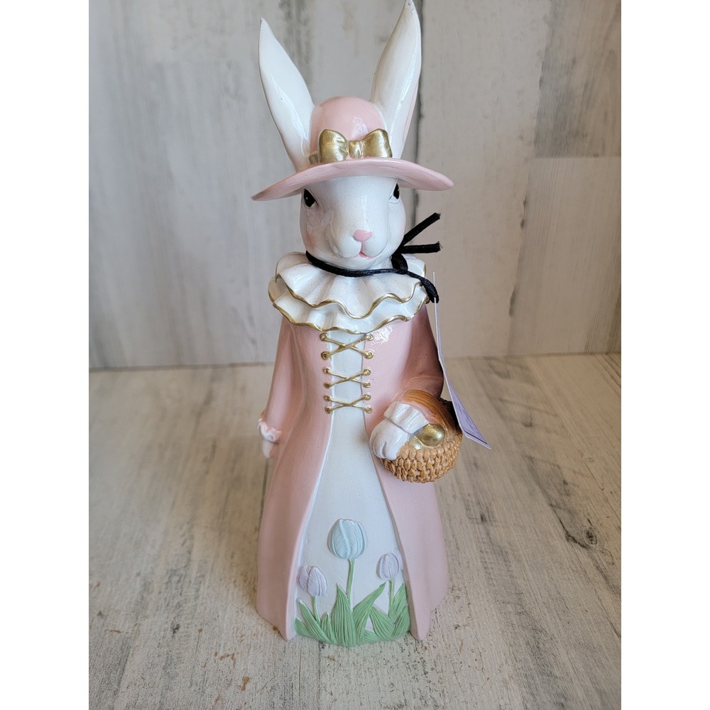 Top hat tail Victorian girl Easter Bunny mad hatter egg basket spring home